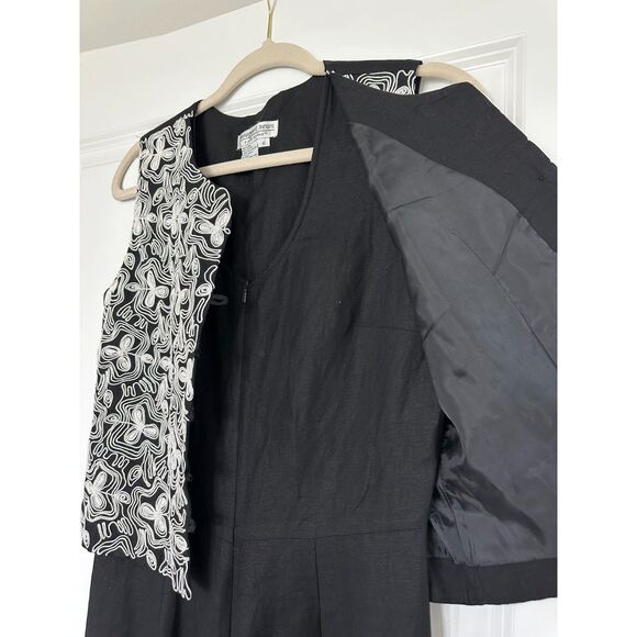 Newport News Vintage Black White Linen Blend Sleeveless Jumpsuit Sz 6 - Picture 3 of 7